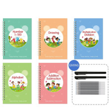 5 Pack Reusable Grooved Handwriting Workbooks, Magic Copybook, Magic Writing Practice Copy Books, Christmas Gift Choice (Green)