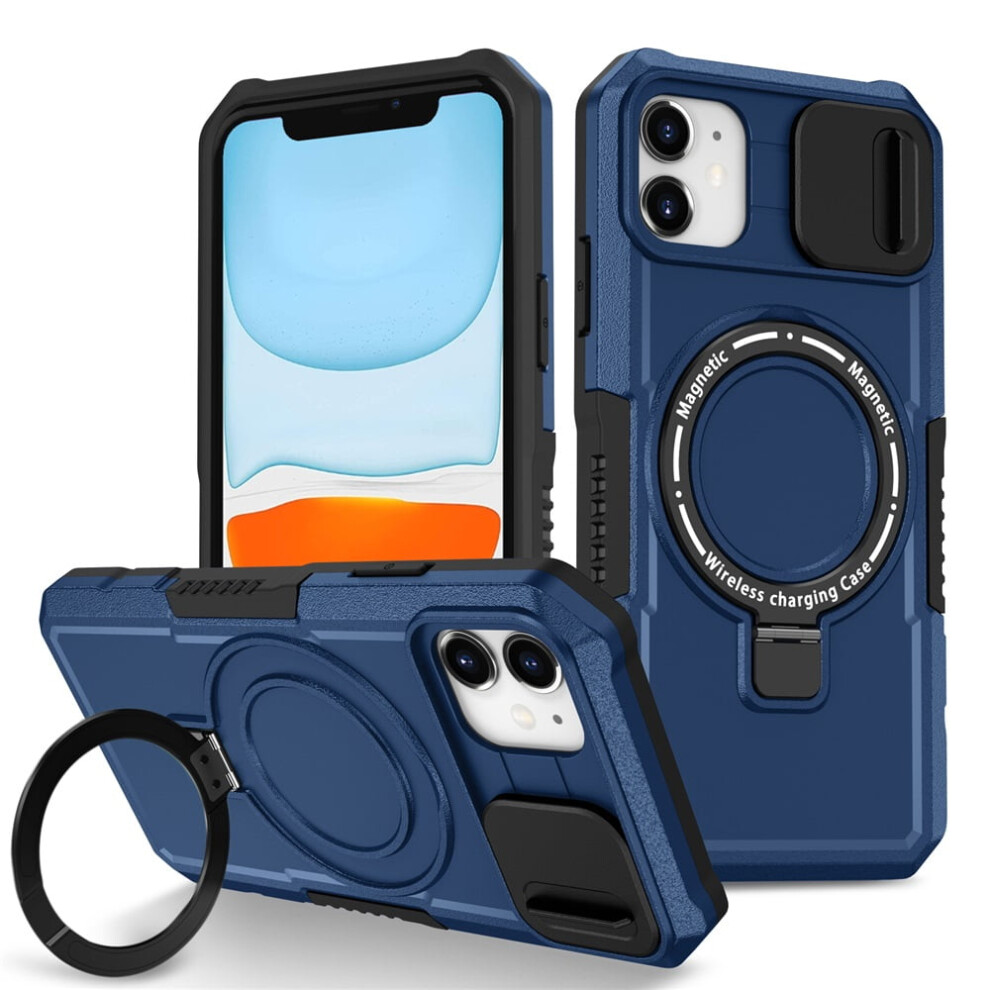Iphone 11 (6.1") Case Â Sliding Camera Cover, Magsafe Compatible, Shockproof, Hidden Kickstand & Ring Holder, Blue 9482726220251