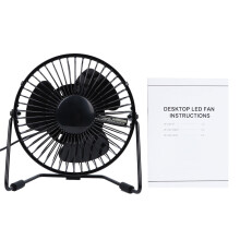 Bærbar bordventilator med 2 hastighedsindstillinger, energieffektiv metalkonstruktionsventilator med LED-ur til skrivebord eller kontor