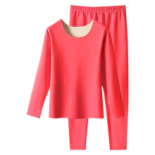 asdoklhq Womens Thermal Underwear Women Casual Solid Pullover Round Neck High Elasticity Keep Warml Underwear Sets Red M