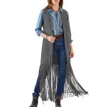 Women Fringe Vest Faux Suedes Tassels 70s Hippie Clothes Open-Front Cardigan Sleeveless Vest Female Waistcoat Outwear
