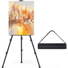 Portable Adjustable Art Easel Stand – 17-66" Height, Metal Tripod with Carry Bag, for Tabletop/Floor Painting & Display – Black
