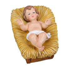 Christmas Nativity Scene – Baby Jesus Resin Figurine with Sturdy Base & Horse Trough Design, Festive Tabletop Decoration, Compatible with Holiday