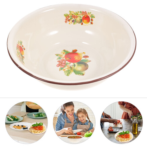 1pc Household Enameled Basin Mixing Bowl Creative Enamelware Random Style