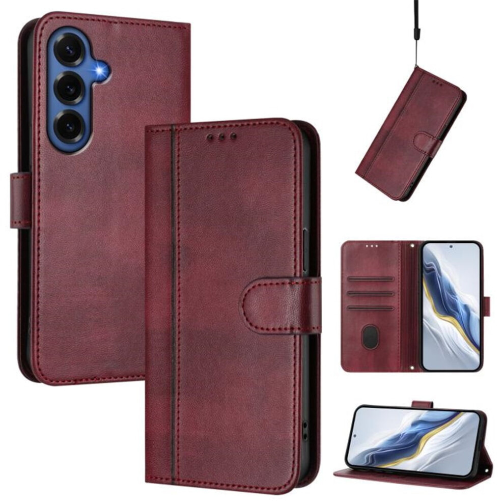 Compatible With Samsung Galaxy S26+ 5G 6.7" Wallet Flip Leather Tpu Case With Card Holder, Wrist Strap & Shockproof Protection Â Red 9152228674639