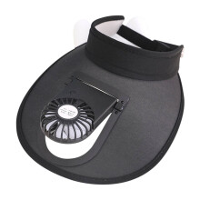 Sun Visor Hat with Fan Rechargeable Hat with Fan Built in, Fan Hats for Kids with Wind Speed Black Free Size