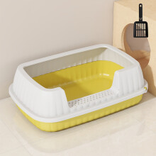 Semi-Enclosed High-Sided Cat Litter Box – Splash-Proof, Low Entry, Odor-Resistant, Easy-Clean, Includes Scoop – Compatible with Small to Large