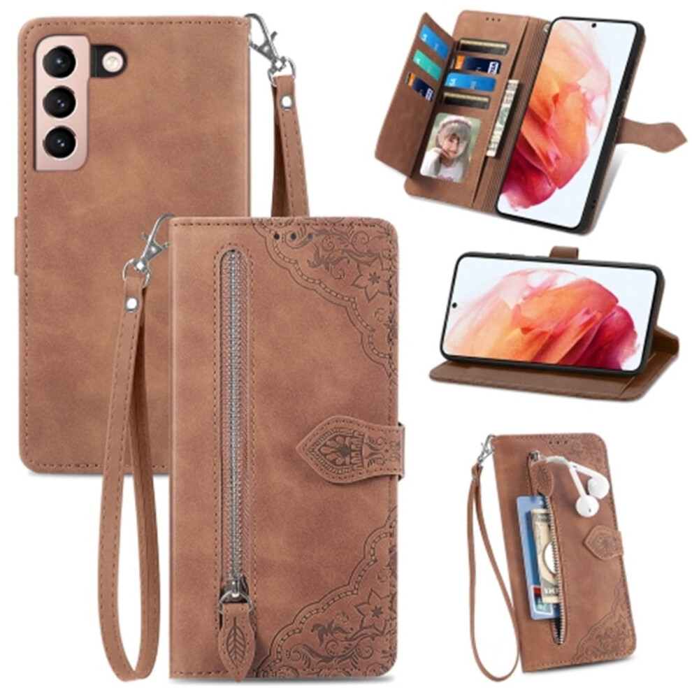 Compatible With Samsung Galaxy S21 Plus 5G 6.7" Wallet Case Â Pu Leather Magnetic Flip, Lanyard, Wristlet & Zipper Card Holder 9152228674356