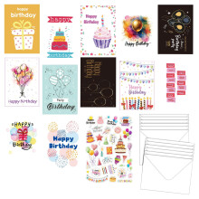 Birthday Card Set with Envelopes, Handwritten Style, DIY Personalization, Bulk Assorted Designs for Parties & Gifts
