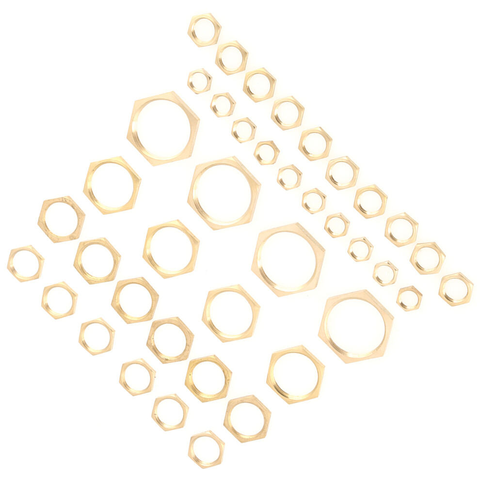 Brass Hex Lock Nuts 6 Size Pack 40pc