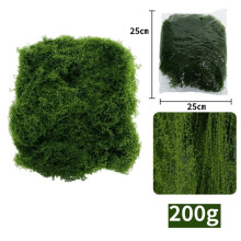 Musgo artificial para decoração de interiores e exteriores. Disponível em embalagens de 50g, 100g e 200g.