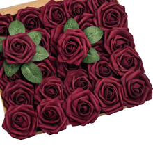 50 Rosas Artificiais Laranja, Rosas Falsas de Terracota para Decoração, Rosas de Espuma com Haste – Compatíveis com Casamentos, Chás de Panela
