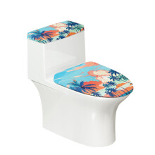 WC-Sitzdeckelbezug-Set mit Kokosnussbaum-Muster, elastischer Rand, 2-teilig, dehnbarer Stoff, elastische Montage für den Innenbereich