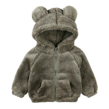 Fleece-Hoodie für Kleinkinder, Unisex-Strickjacke mit Bärenohren, Tasche, durchgehendem Reißverschluss, Olivgrün, Größe 2T – Kompatibel mit
