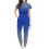 Women's Scrubs Set Blue Solid V-Neck Top and Drawstring 1