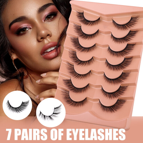 Fox Eye False Lashes7Pairs – Χνουδωτές, φυσικές βλεφαρίδες με απαλή λεπτή ταινία, εύκολη