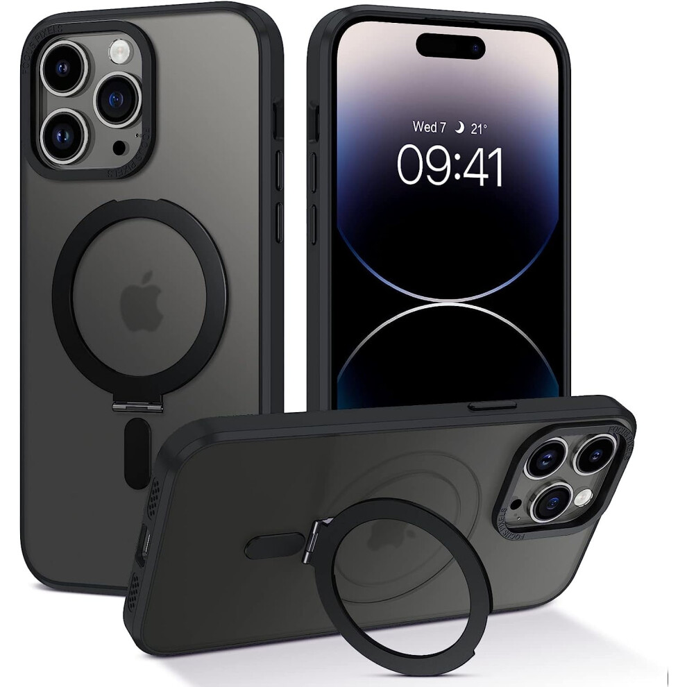 Iphone 14 Pro Case With Invisible Magsafe-Compatible Stand, Slim Shockproof Kickstand Cover, Black 9136381503005