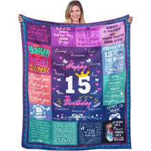 Geburtstagsdecke zum 15. Geburtstag für Mädchen – Geschenk zur Quinceañera, 152 x 203 cm – Geeignet für Teenager-Feiern
