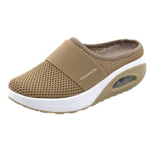 Willtoo Hoshose Weite Schuhe für Damen Atmungsaktive Mesh-Plateau-Sneaker EVA-Dämpfung Rutschfeste Schuhe für Krankenschwestern Khaki US-6.5