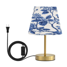 Lámpara de escritorio cónica minimalista moderna con base de bronce antiguo y pantalla de lino, ideal para dormitorio, sala de estar, oficina o