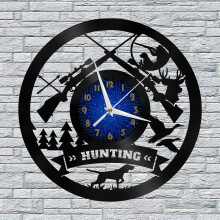 Orologio da parete Hunting in The Wild2Vinyl – 30 cm, silenzioso, decorazione creativa per soggiorno, ingresso, camera da letto – Idea regalo
