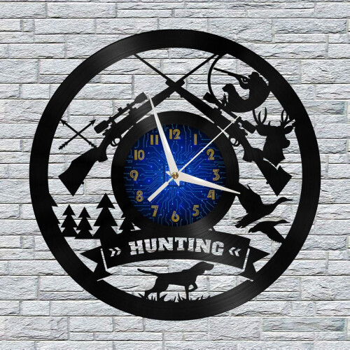Ρολόι τοίχου βινυλίου Hunting in The Wild2 – Αθόρυβη, δημιουργική διακόσμηση 12" για