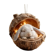 Eikelornament met bosdiermotief – Konijn, geschikt voor de kerstboom, decoratie met bosdieren, gepersonaliseerd cadeau