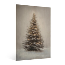 Cuadro decorativo vintage de árbol de Navidad: lienzo enmarcado, decoración navideña retro para sala de estar, cocina, dormitorio y baño.