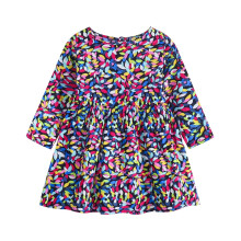 Langarmkleid für Kleinkinder, Prinzessinnenkleid für Frühling und Herbst, lässig, mit Blumenmuster, Basic-Spielkleidung, mehrfarbig, 18-24 Monate