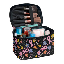 Organizer voor make-up en huidverzorging met cartoonbloemen, grote capaciteit, duurzaam, lichtgewicht, ideaal voor op reis.