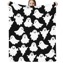 Funny Ghost Halloween Blanket, Spooky Black & White Flannel Throw (28x40"), Lightweight & Cozy for Couch, Bed, Home Decor — Compatible with