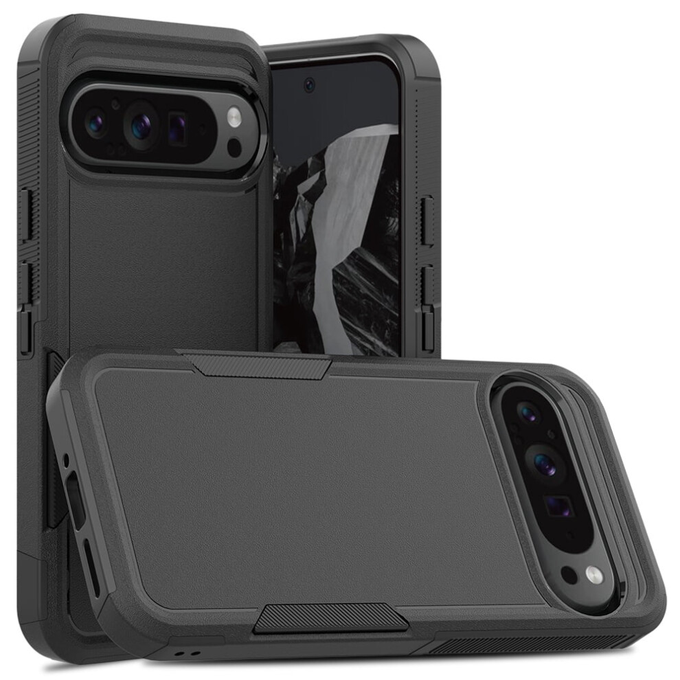 Defender Case For Google Pixel 9 Pro Xl 6.8'' Heavy Duty 1 In 1 Design Rugged Full Body Dustproof Shockproof Bumper Non-Slip Protective Cover, Black 9482726220480