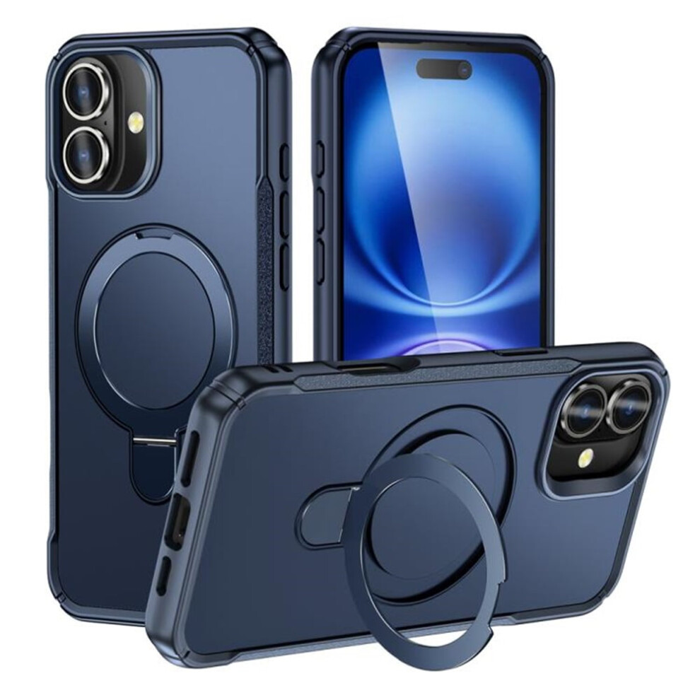Magnetic Case For Iphone 16 Plus 6.7" Â Magsafe Compatible, Mil-Grade Shockproof With Invisible Stand & Ring Holder, Blue 9482726222279