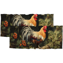 Cantonnière à motif coq style ferme vintage 54 x 18