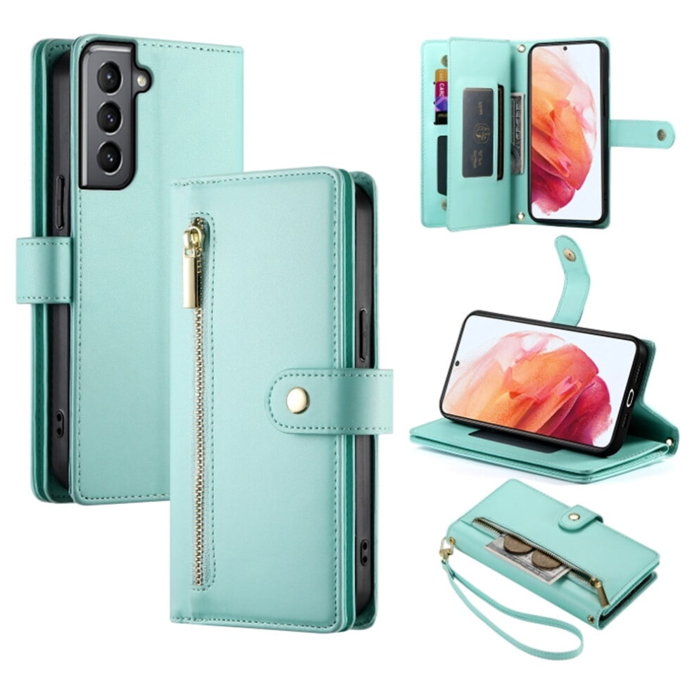Leather Wallet Case For Samsung Galaxy S21 5G 6.2 Inch Green 9065194883694