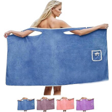 Peignoir éponge portable pour femme, ultra-doux, bretelles réglables,