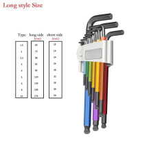 9pcs L-Shape Hex Key Wrench Set with Ball End, Long Style Black Tools for DIY, Repair & Home Improvement