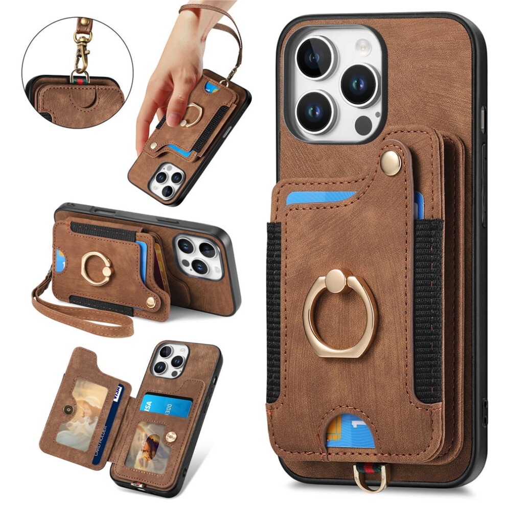 Pu Leather Wallet Case For Iphone 16 Pro Brown 9065194885094