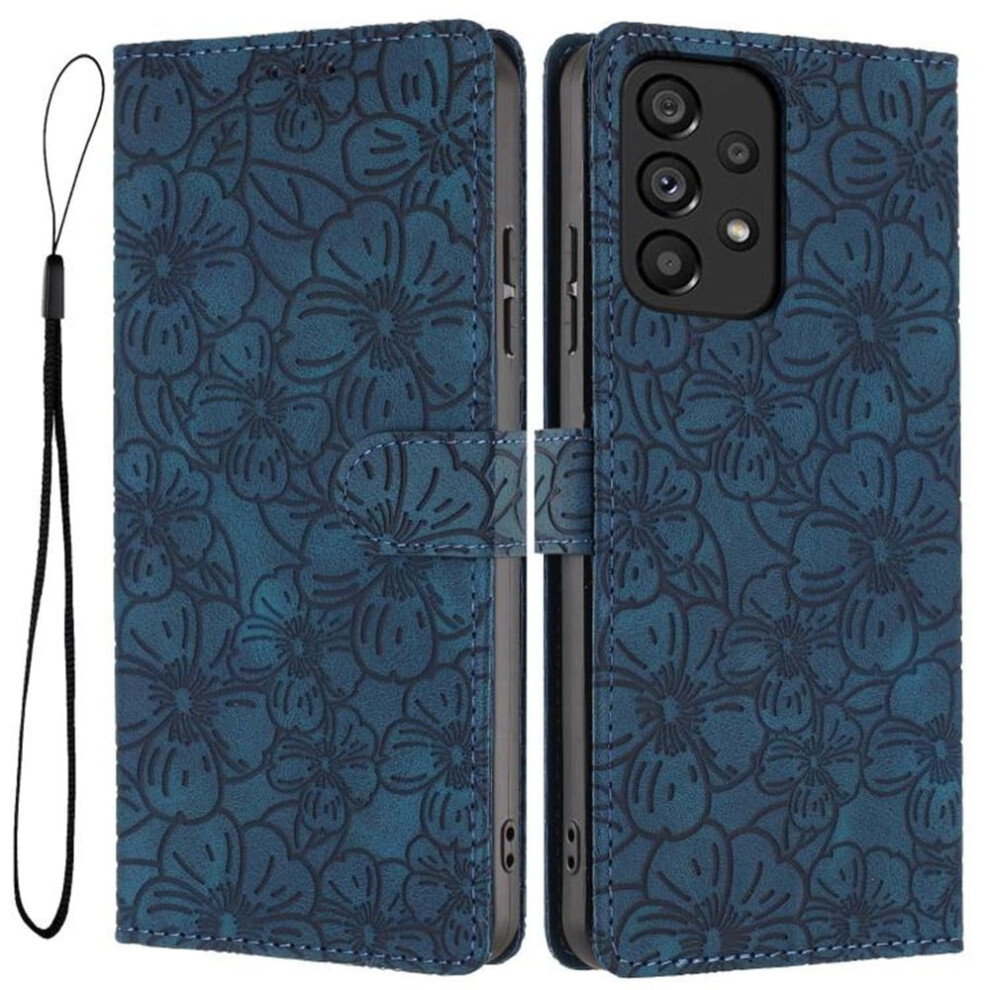 Cherry Blossom Embossed Leather Flip Wallet Case With Card Holder & Magnetic Closure, Blue Â Compatible With Samsung Galaxy A73 Blue,Red 9482726223665