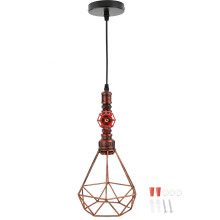 Vintage Industrial Pendant Light, On/Off Switch, Silver Finish, Metal Cage, Suitable For LED Edison Bulb, For Bedroom Living Room