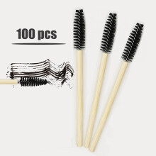 100 Stück Einweg-Wimpernbürsten mit Holzgriff, Mascara-Bäbchen, schwarz