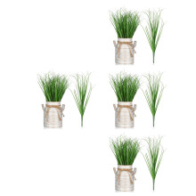 48Pcs Artificial Grass Model Light Green Plastic Home Decor