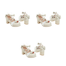3Paare Damen Bowknot Schuhe Beige Stilvolle Bequeme Lederschuhe