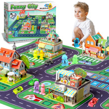 DIY-Stadtbausteinset mit 5 Spielzeugautos – Lernpuzzle für Kinder ab 6 Jahren – Kompatibel mit LEGO