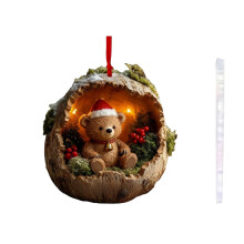 Boseikel dierenornamenten – Beertje als kerstboomversiering, decoratie met bosdieren, gepersonaliseerd cadeau met eierschaal en houten ornament,