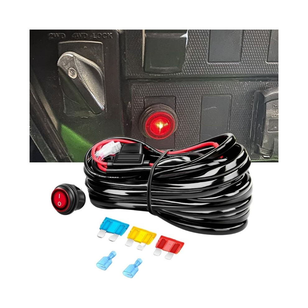 Bar Wiring Harness Kit Â 14Awg, 12V Waterproof On/Off Switch, Relay, Blade Fuse Â Compatible With Off-Road Truck, Atv, Utv, Suv, Boat, Light 9136381505825