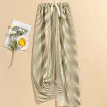 Dames casual modieuze gestreepte slaapbroek met hoge taille, geschikt als bovenkleding, groen