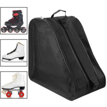 Ademende rolschaatstas met verstelbare riem, opbergtas van Oxford-stof voor schaatsen en accessoires, geschikt voor alle soorten schaatsen, zwart