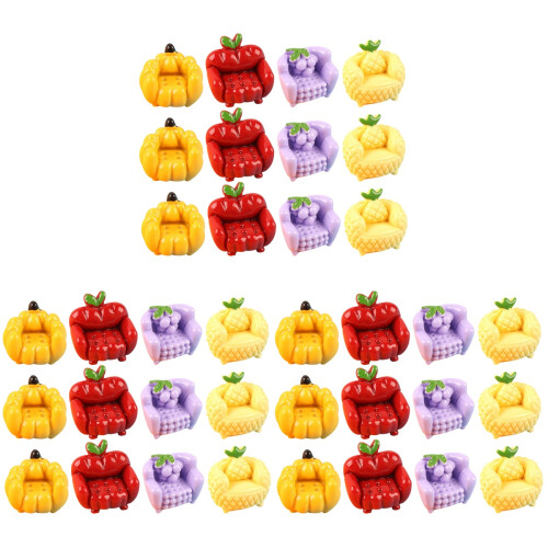 36Pièces Mini Canapés Fruit Résine Décorations Créatives Multicolores