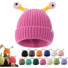 Gorro de tricô com monstrinho brilhante, gorro divertido com tentáculos para aquecer e se divertir em festas.